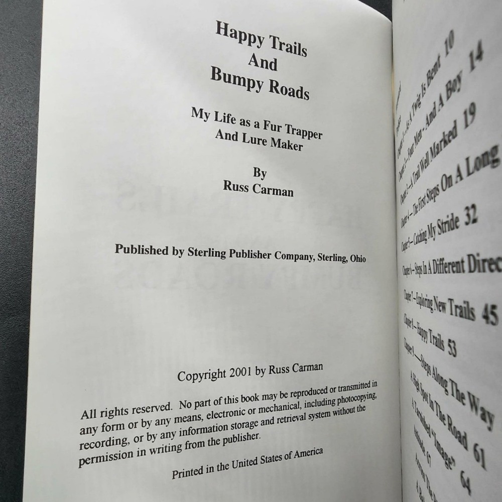 Happy Trails and Bumpy Roads Russ Carman Paperback New Old Stock Trapping Book - Picture 4 of 4